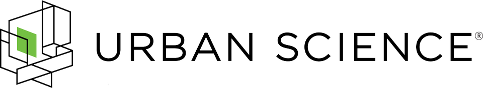 Urban Science company logo with abstract geometric design 